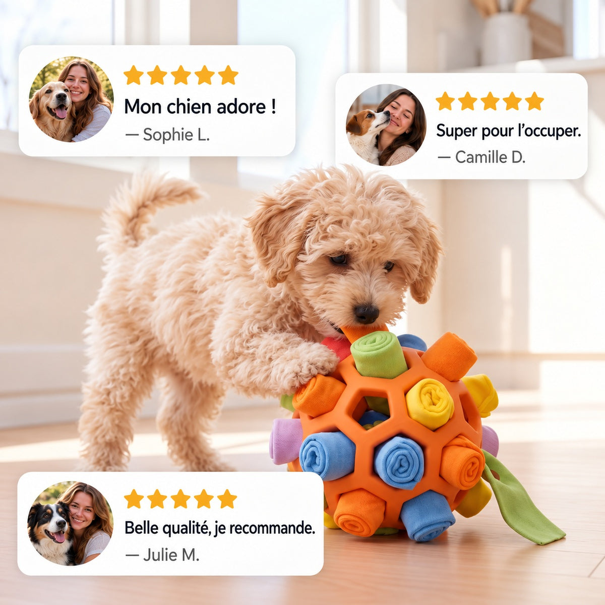 Balle de fouille interactive pour chien