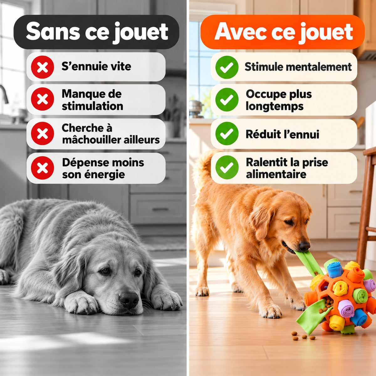 Balle de fouille interactive pour chien