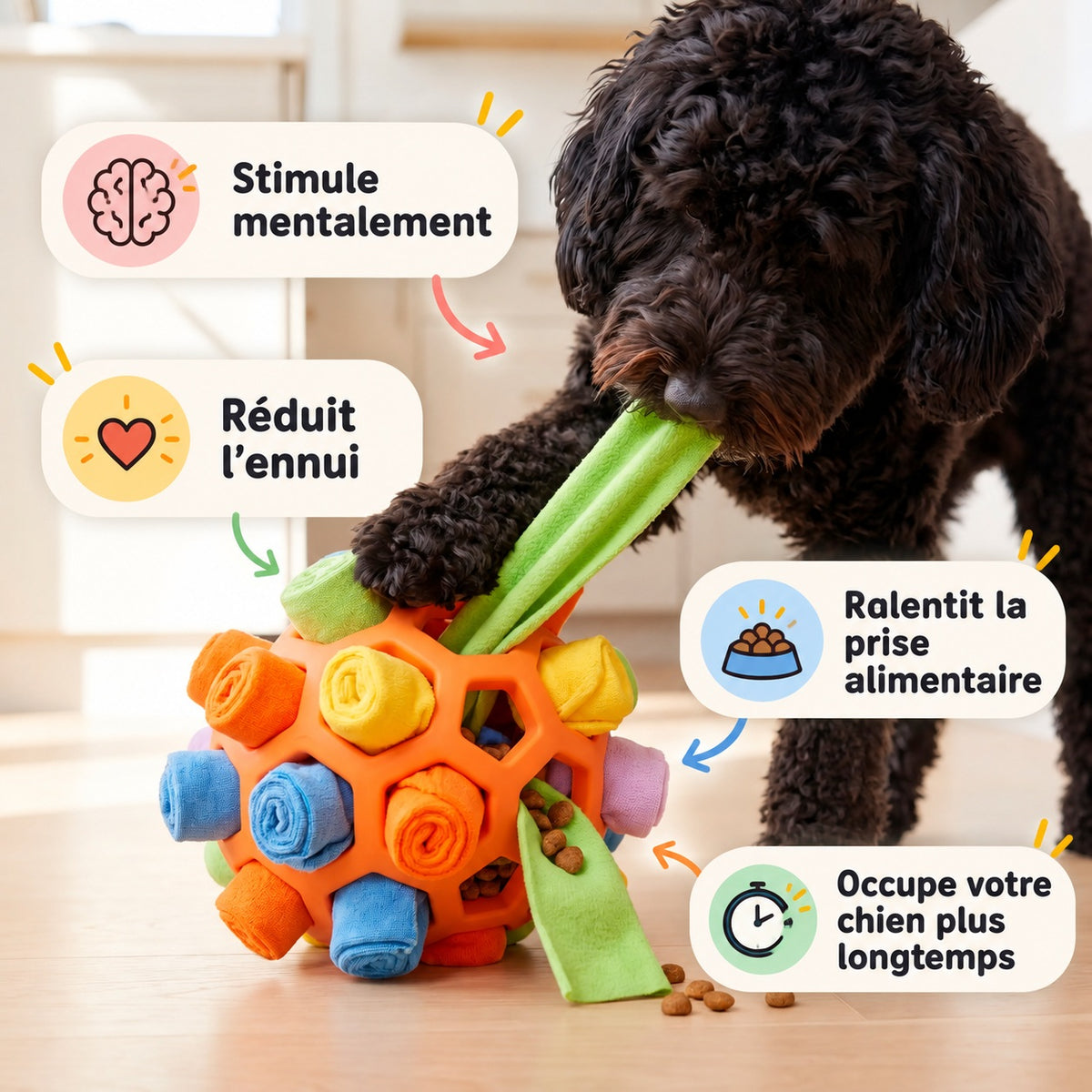 Balle de fouille interactive pour chien